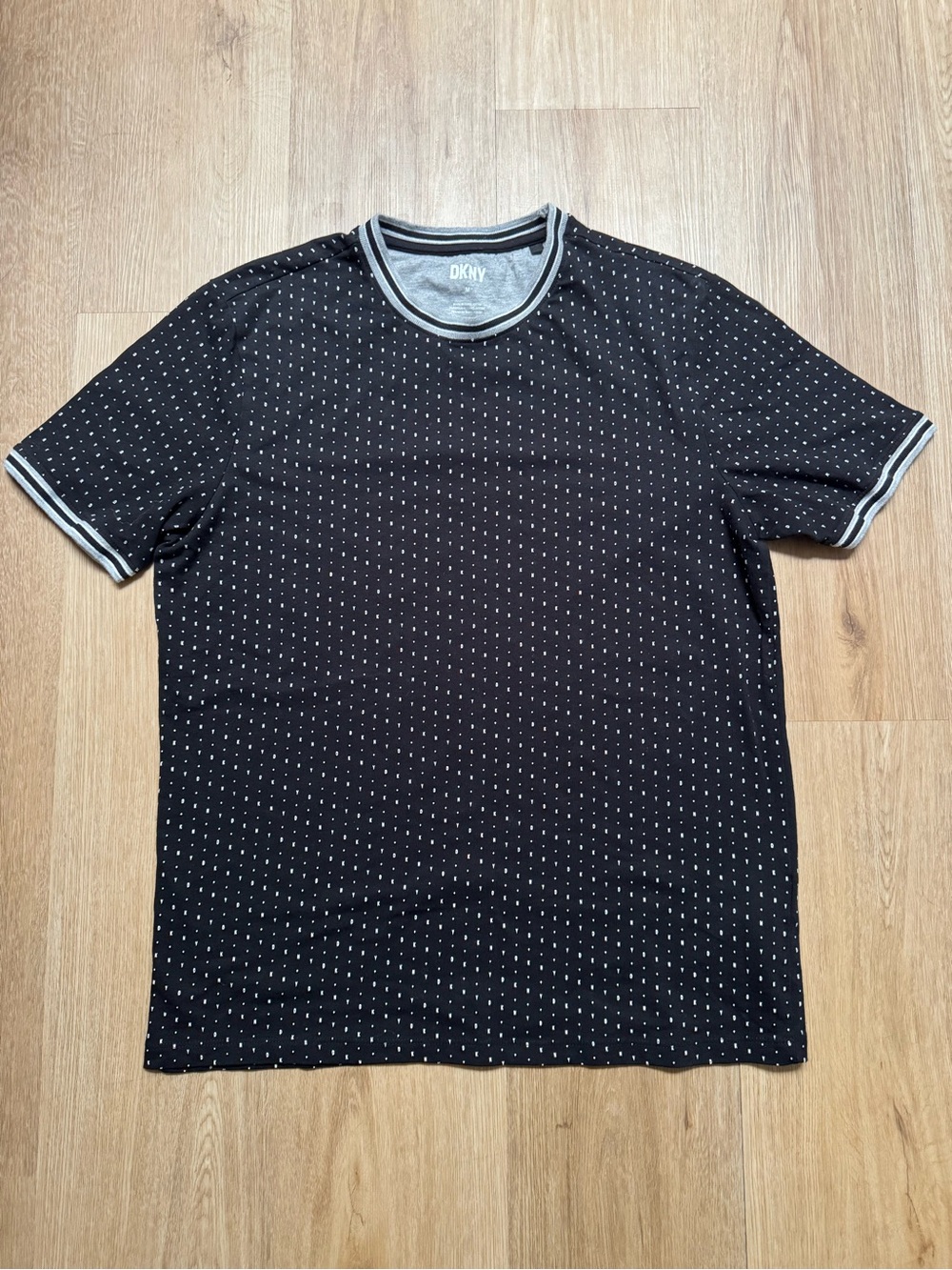 Vintage DKNY Black Short-Sleeve Crewneck with White Dot Pattern